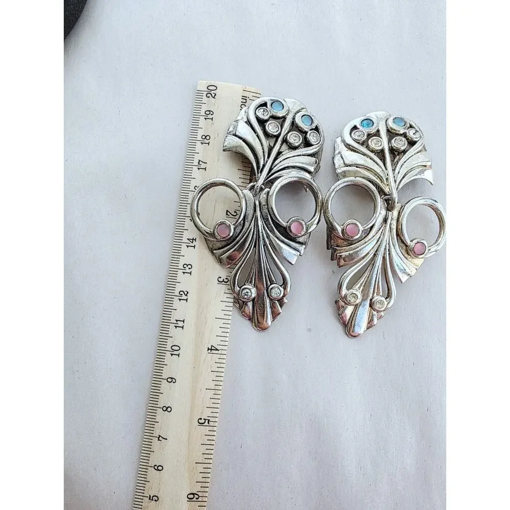Vintage Signed Abbey Road Earrings - Silver Clip On‎ 3.5